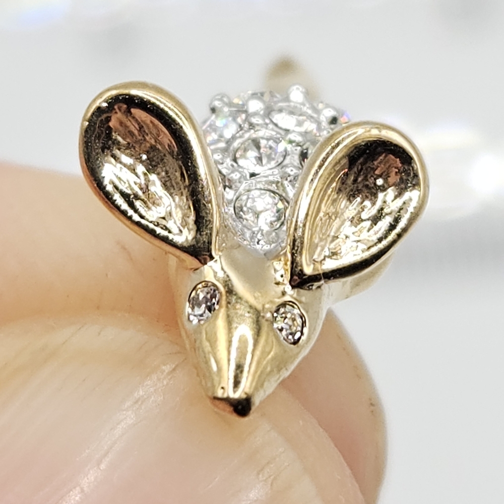 Vintage Dormouse Swarovsky Crystals Gold Plated Tie Pin By Spinx